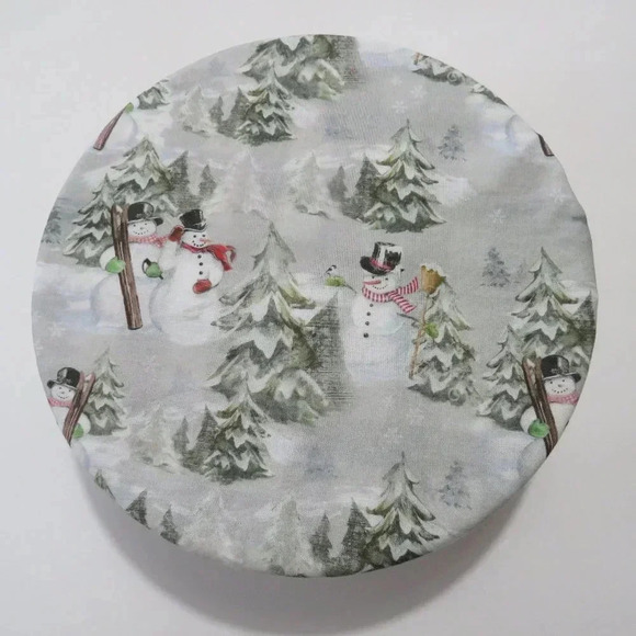 Bowl Cover Reversible Christmas Snowman and Buffalo Check Mixer Bowl Cover - Picture 3 of 6